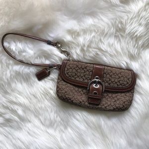 Large Coach Wristlet (7 in) with Leather